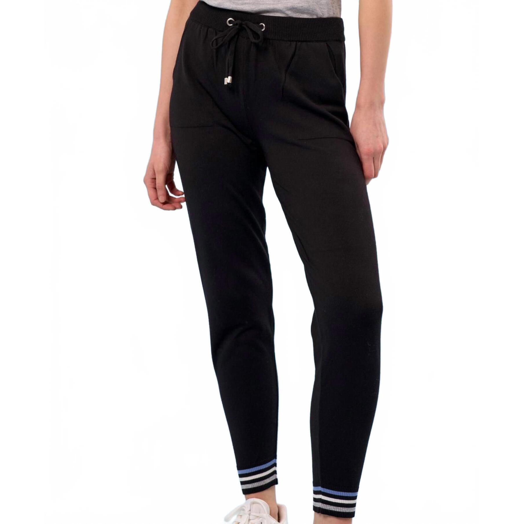 New French Kyss Women's Color Block Jogger Pants In Black/Denim
